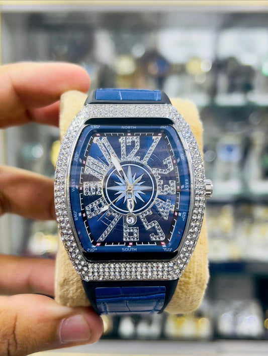 Royal Blue Diamond-Studded Watch – Elegant Timepiece